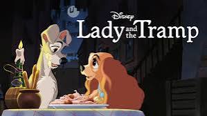 Animated dogs Lady and Tramp share spaghetti by candlelight at Arabella Sedona; Disney Lady and the Tramp text is shown in the background.