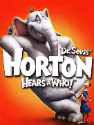 Animated elephant Horton leans on the movie title Horton Hears a Who! with smaller characters and Hotel Names Arabella Sedona on a red-orange background.