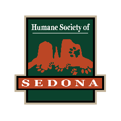 Logo for the Humane Society of Sedona and the Arabella Sedona hotel, featuring a red rock formation silhouette with animal paw prints.